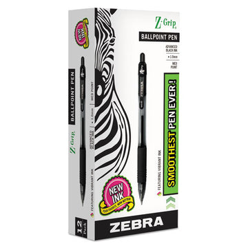 Zebra® Z-grip Ballpoint Pen, Retractable, Medium 1 Mm, Black Ink, Clear Barrel, Dozen freeshipping - TVN Wholesale